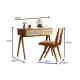 BohoBoho Noir Solid Wood & Rattan Desk with Chair, Walnut