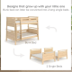 Boori Horizon Kids King Single Bunk Bed, Brushed Natural