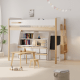 Boori Natty Kids King Single Loft Bed + Ladder, Barley and Almond