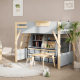 Boori Treehouse Kids King Single Loft Bed + Ladder, Blueberry and Beech