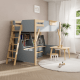 Boori Treehouse Kids King Single Loft Bed + Ladder, Blueberry and Beech