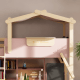 Boori Treehouse Kids King Single Loft Bed + Roof Frame and Ladder, Cherry and Beech