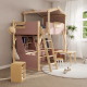 Boori Treehouse Kids King Single Loft Bed + Roof Frame and Ladder, Cherry and Beech