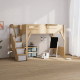 Boori Treehouse Kids King Single Loft Bed + Storage Staircase, Beech