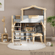 Boori Treehouse Kids King Single Loft Bed + Roof Frame and Ladder, Blueberry and Beech