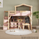 Boori Treehouse Kids King Single Loft Bed + Roof Frame and Storage Staircase, Cherry and Beech
