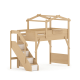 Boori Treehouse Kids King Single Loft Bed + Roof Frame and Storage Staircase, Beech