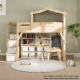 Boori Treehouse Kids King Single Loft Bed + Roof Frame and Storage Staircase, Beech