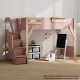 Boori Treehouse Kids King Single Loft Bed + Storage Staircase, Cherry and Beech