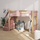 Boori Treehouse Kids King Single Loft Bed + Storage Staircase, Cherry and Beech