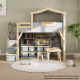 Boori Treehouse Kids King Single Loft Bed + Roof Frame and Storage Staircase, Blueberry and Beech