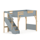 Boori Treehouse Kids King Single Loft Bed + Storage Staircase, Blueberry and Beech