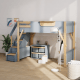 Boori Treehouse Kids King Single Loft Bed + Storage Staircase, Blueberry and Beech