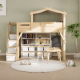Boori Treehouse Kids King Single Loft Bed + Roof Frame and Storage Staircase with Tent Canopy, Beech