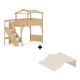 Boori Treehouse Kids King Single Loft Bed + Roof Frame and Storage Staircase with Tent Canopy, Beech