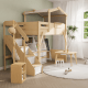 Boori Treehouse Kids King Single Loft Bed + Roof Frame and Storage Staircase with Tent Canopy, Beech