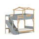 Boori Treehouse Kids King Single Bunk Bed + Roof Frame and Storage Staircase, Blueberry and Beech