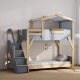 Boori Treehouse Kids King Single Bunk Bed + Roof Frame and Storage Staircase, Blueberry and Beech