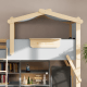 Boori Treehouse Kids King Single Loft Bed + Roof Frame and Ladder with Tent Canopy, Blueberry and Beech