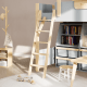 Boori Treehouse Kids King Single Loft Bed + Roof Frame and Ladder with Tent Canopy, Blueberry and Beech