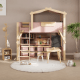 Boori Treehouse Kids King Single Loft Bed + Roof Frame and Ladder with Tent Canopy, Cherry and Beech