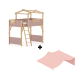 Boori Treehouse Kids King Single Loft Bed + Roof Frame and Ladder with Tent Canopy, Cherry and Beech