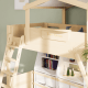 Boori Treehouse Kids King Single Loft Bed + Roof Frame and Ladder with Tent Canopy, Beech