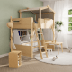 Boori Treehouse Kids King Single Loft Bed + Roof Frame and Ladder with Tent Canopy, Beech