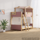 Boori Treehouse Kids King Single Bunk Bed + Roof Frame and Ladder, Cherry and Beech