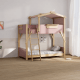 Boori Treehouse Kids King Single Bunk Bed + Roof Frame and Ladder, Cherry and Beech