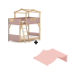 Boori Treehouse Kids King Single Bunk Bed + Roof Frame and Ladder with Tent Canopy, Cherry and Beech