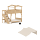 Boori Treehouse Kids King Single Bunk Bed + Roof Frame and Storage Staircase with Tent Canopy, Beech
