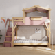 Boori Treehouse Kids King Single Bunk Bed + Roof Frame and Storage Staircase with Tent Canopy, Cherry and Beech