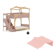 Boori Treehouse Kids King Single Bunk Bed + Roof Frame and Storage Staircase with Tent Canopy, Cherry and Beech