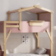 Boori Treehouse Kids King Single Bunk Bed + Roof Frame and Storage Staircase with Tent Canopy, Cherry and Beech