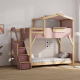Boori Treehouse Kids King Single Bunk Bed + Roof Frame and Storage Staircase with Tent Canopy, Cherry and Beech