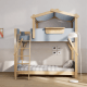Boori Treehouse Kids King Single Bunk Bed + Roof Frame and Ladder with Tent Canopy, Blueberry and Beech
