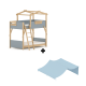 Boori Treehouse Kids King Single Bunk Bed + Roof Frame and Ladder with Tent Canopy, Blueberry and Beech