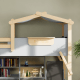 Boori Treehouse Kids King Single Loft Bed + Roof Frame and Storage Staircase with Tent Canopy, Blueberry and Beech