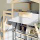 Boori Treehouse Kids King Single Loft Bed + Roof Frame and Storage Staircase with Tent Canopy, Blueberry and Beech