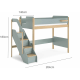 Boori Natty Kids King Single Loft Bed with Storage Staircase, Blueberry and Almond