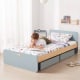 Boori Neat Kids Single Bed with 2 Underbed Storage Drawers, Blueberry and Almond