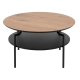 Hjem Design Gina Round Coffee Table, Natural & Black
