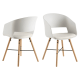 Hjem Design Milly Dining Chair with Armrest, Set of 2, White