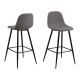 Hjem Design Verna Counter Stool, Light Grey, Set of 2