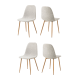 Hjem Design Celia Dining Chair, Oak & Light Grey, Set of 4