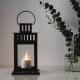 IKEA BORRBY Lantern for Block Candle, In-Outdoor Black, 28 cm