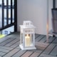 IKEA BORRBY Lantern For Block Candle, In And Outdoor White, 28 cm