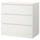 IKEA MALM Chest of 3 Drawers 80x78cm, White