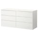 IKEA MALM Chest of 6 Drawers 160x78cm, White